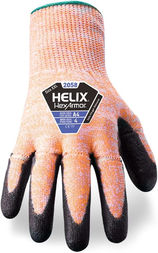 HexArmor Cut-Resistant Impact Protection Polyurethane Palm Knit Work Gloves | Helix® Core 3012