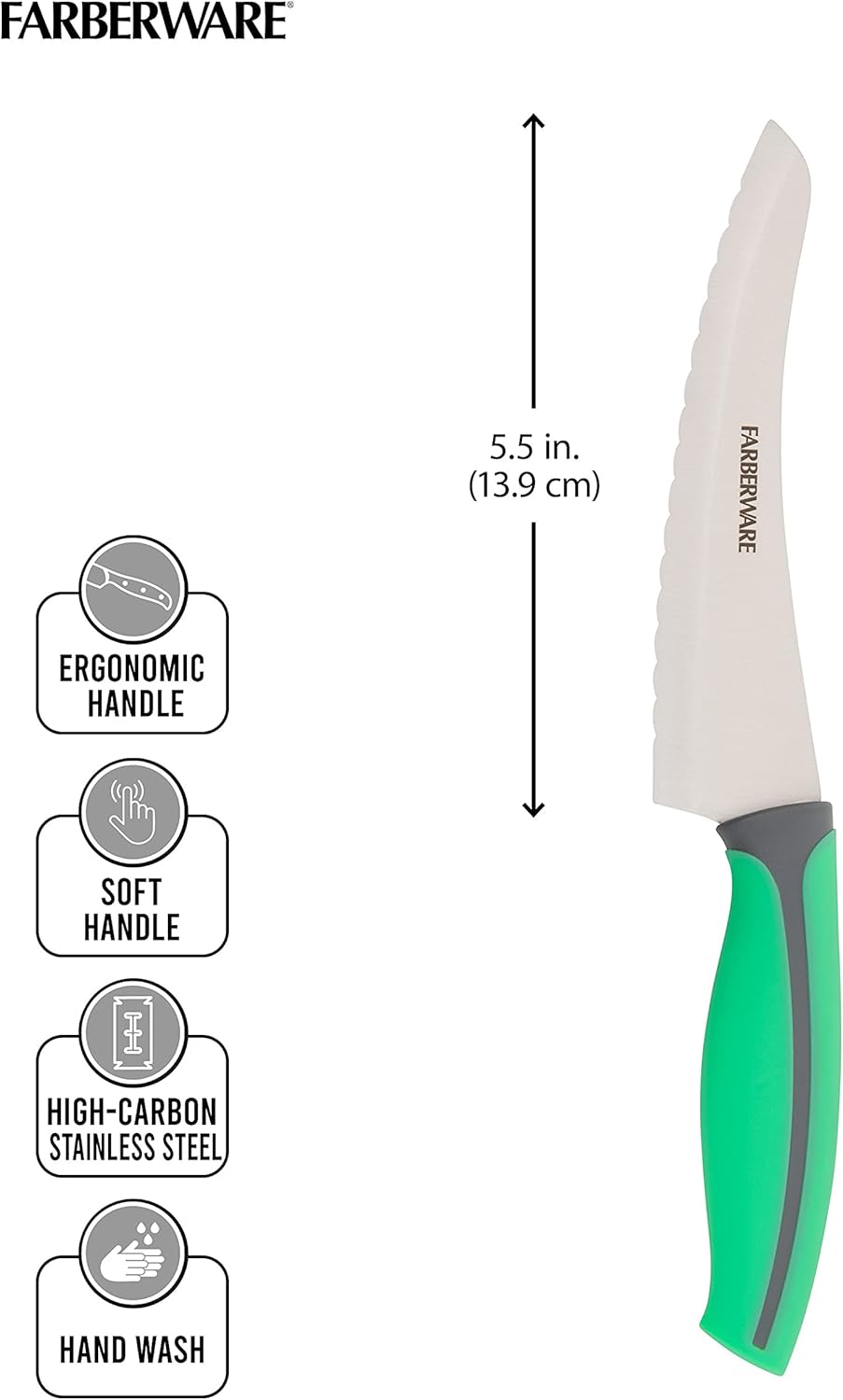 Farberware Precise Slice Utility Knife Set, 3 Piece, Multicolor