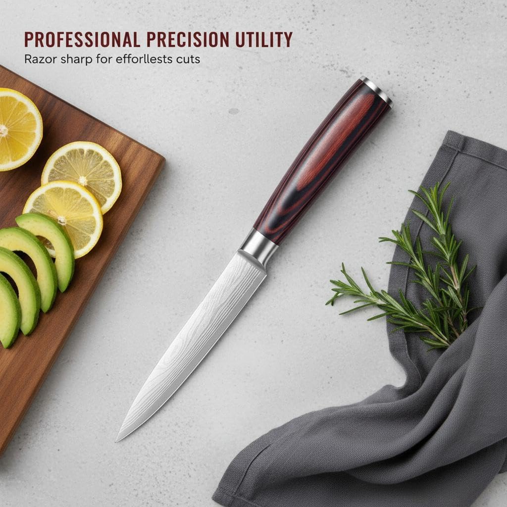 3 Pieces Knife Set, High Carbon Stainless Steel Professional Kitchen Knife Set, Ultra Sharp Chef Knives Sets with Ergonomic Wooden Handle