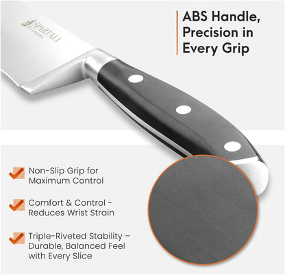 Spartali & Company 2-Piece Chef & Paring Knife Set – 8” Chef Knife and 3.5” Paring Knife – High Carbon German Stainless Steel Blades, Ergonomic Grip – Professional Cutlery Duo for Everyday Meal Prep.