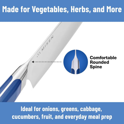 Misen 5.5” Nakiri Knife - Japanese Vegetable Knife, AICHI ACUTO440 High-Carbon Stainless Steel - Razor-Sharp 14° Edge - Compact, Rust-Resistant Kitchen Knife for Chopping, Slicing & Meal Prep - Blue