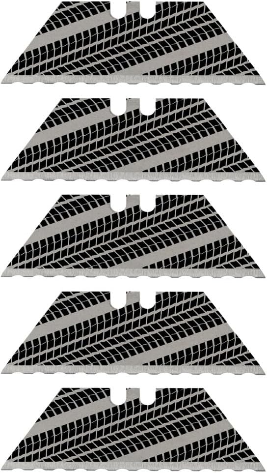 NDZ Performance Serrated Steel Blade Replacement for Utility Knife & Box Cutters, Custom Double Sided Laser Engraved Designs, Silver - Skull - 3 Pack
