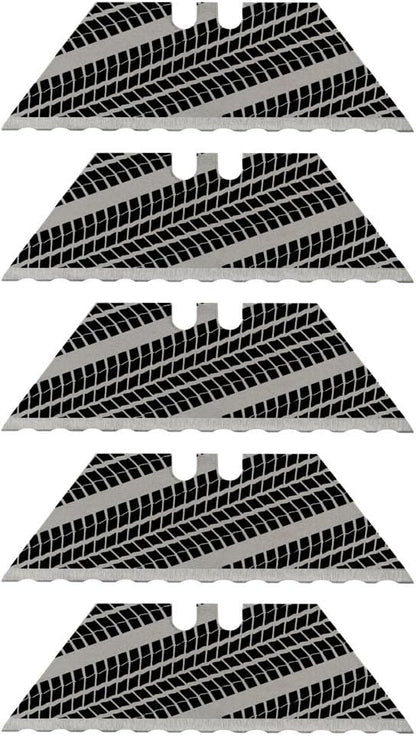 NDZ Performance Serrated Steel Blade Replacement for Utility Knife & Box Cutters, Custom Double Sided Laser Engraved Designs, Silver - Skull - 3 Pack