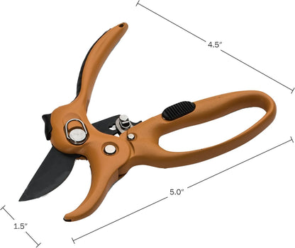 Pruning Shears - Garden Scissors Florist Snips - 2.5” Blades - Flower Scissors for Cutting Fresh Flowers, Trimming, or Harvesting Herbs or Fruit - Pruners for Gardening Tools by Kings County Tools