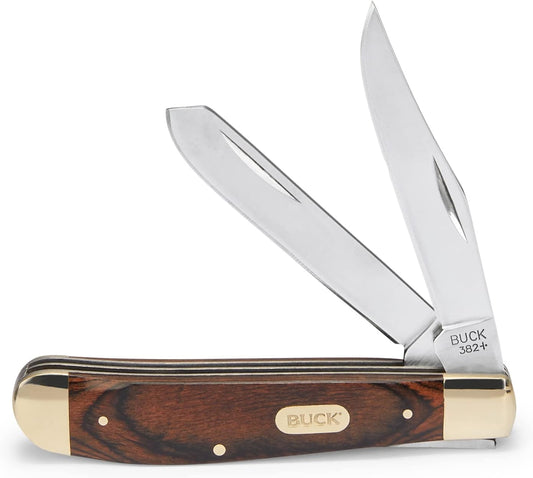 Buck Knives 382 Trapper 2-Blade Folding Pocket Knife with Wood Handle