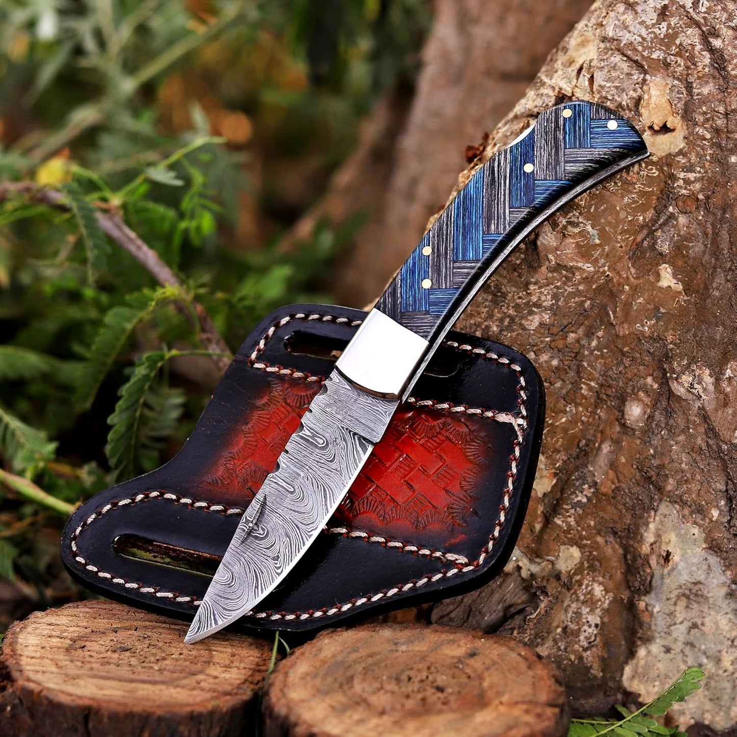 Hawkbill,Folding Pocket Knife with Steel Blade, Lineman utility Tools,Black&Green G10 Handle.