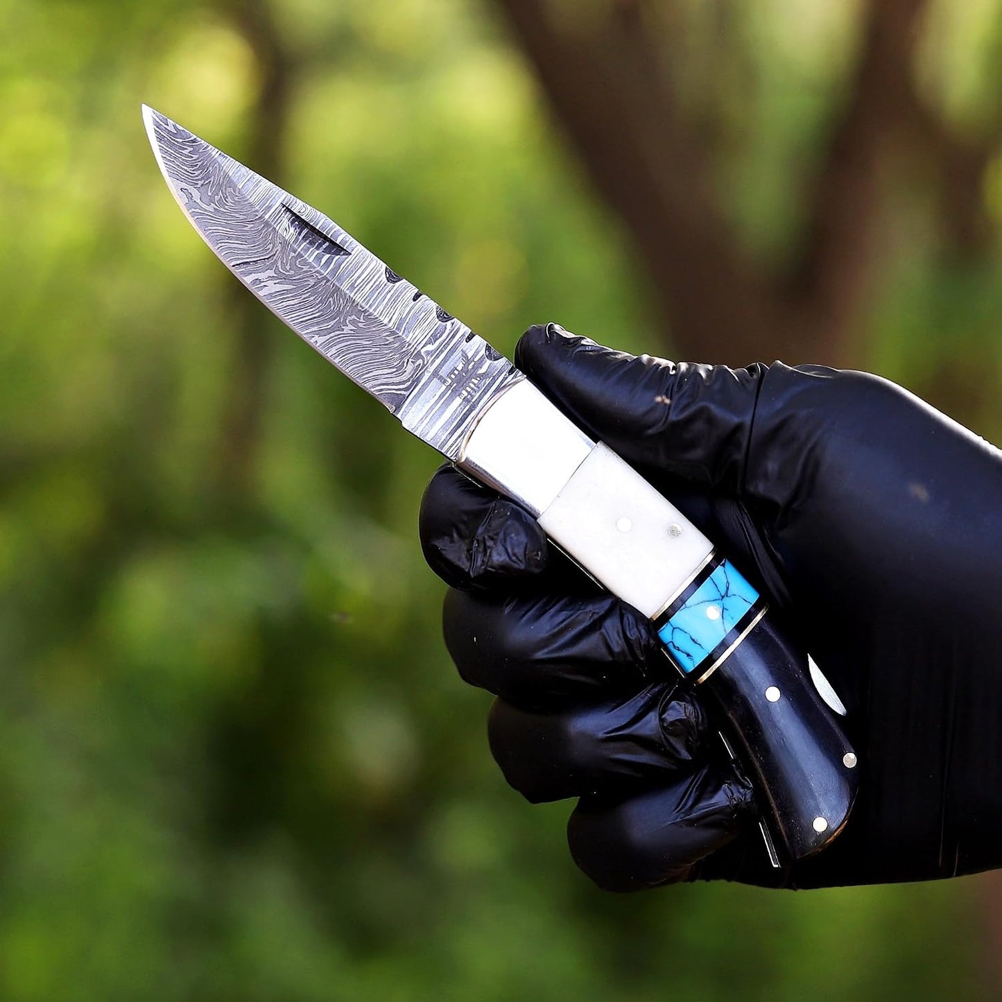 Hawkbill,Folding Pocket Knife with Steel Blade, Lineman utility Tools,Black&Green G10 Handle.