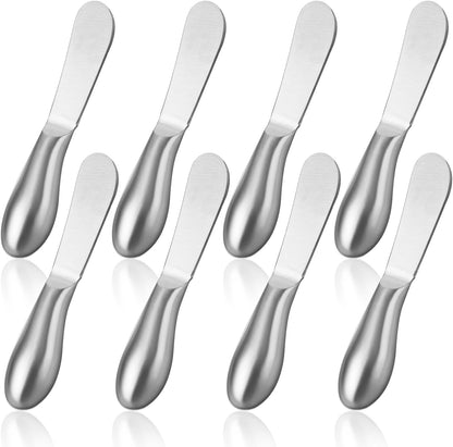 WLLHYF 8 Pcs Cheese Spreader Knives, Mini Cheese and Butter Spreader Knife Set Stainless Steel Sandwich Cream Cake Butter Knives for Christmas Thanksgiving Day