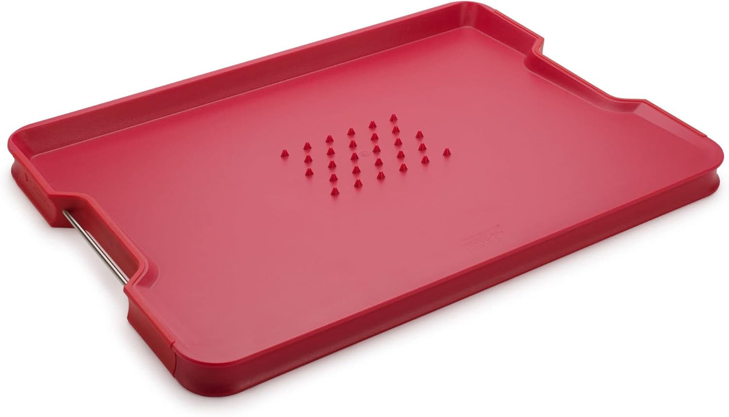 Joseph Joseph Cut&Carve Plus - Non-Slip, Multi-Function, Double-Sided Cutting Board for Food Preparation and Carving- Dishwasher Safe, Large – Black