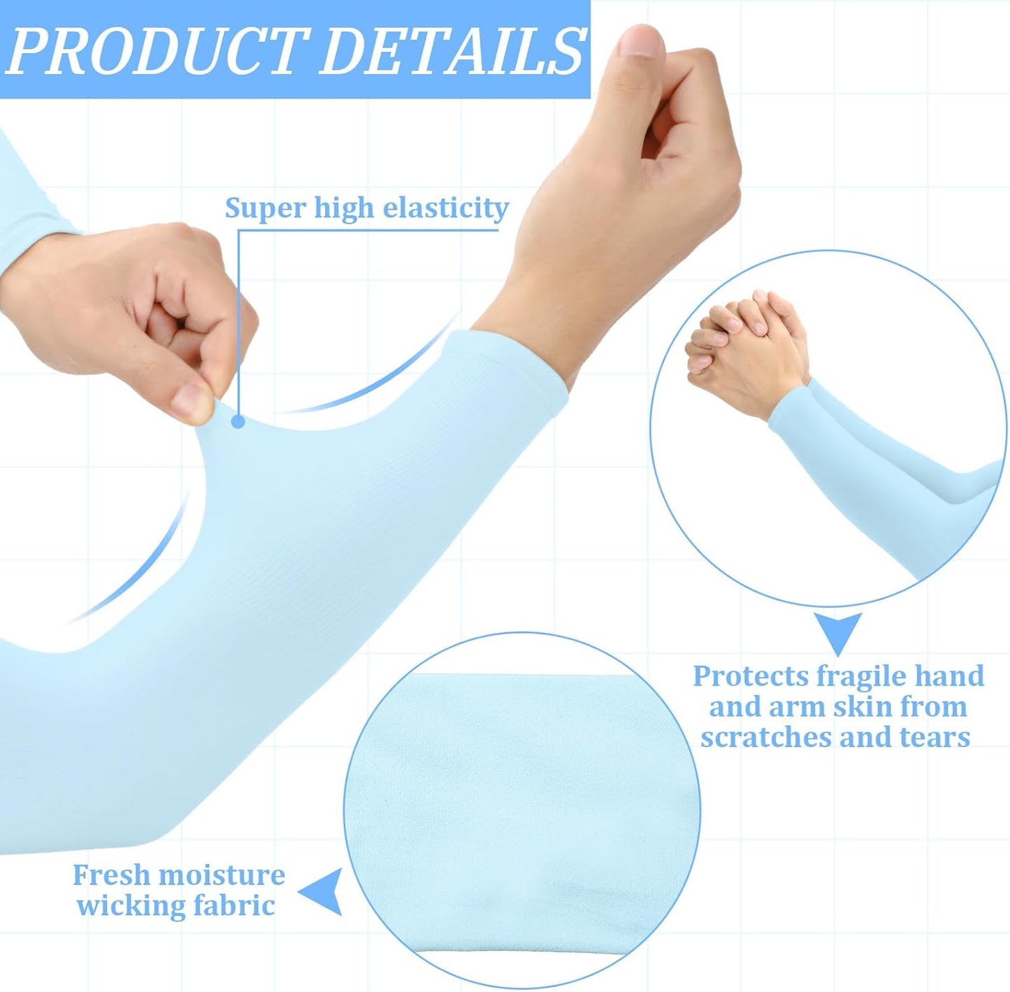 Janmercy 8 Pairs Elderly Skin Thin Protector Sleeves Bruise Abrasions Protective Arm Sleeve