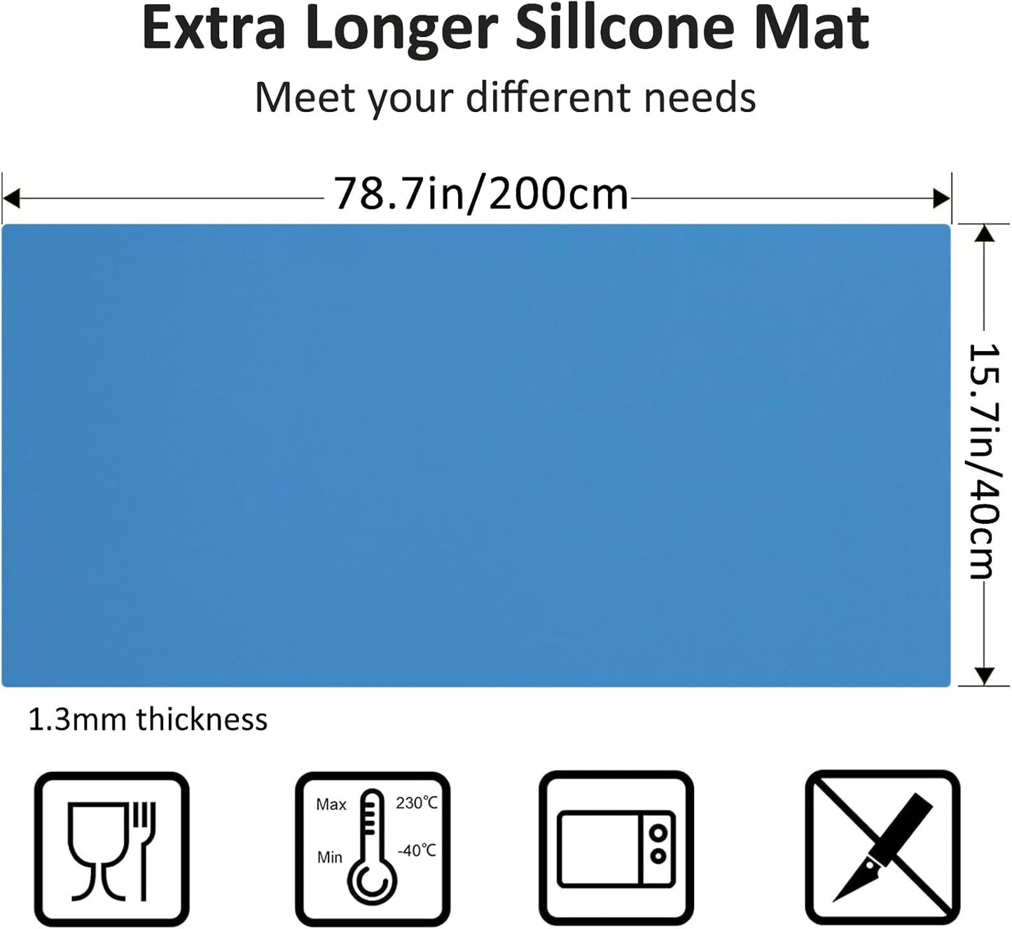 Silicone Mats for Kitchen Counter Thicker Extra Large Heat Resistant Mats Countertop Protector Liners for Bottom of Oven Air Fryer Coffee Maker, 24" x 16" x 2 mm, Translucent