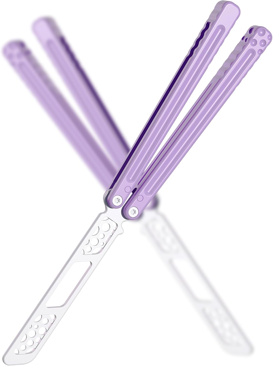 Nabalis Cheese Butterfly Knife Balisong Trainer, 6061 Aluminum, 420C Blade Material, Teflon-Coated, Public-Friendly Metal Trainer