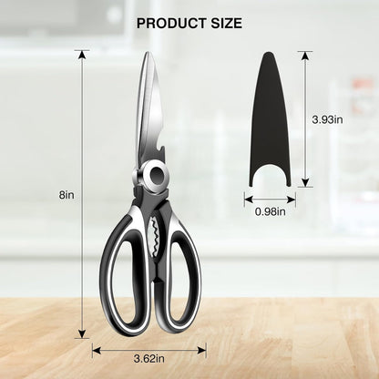 NileHome Kitchen Scissors, Stainless Steel Scissors All Purpose Heavy Duty, Kitchen Scissors for Food Dishwasher Safe, Kitchen Shears for Kitchen Meat Chicken Fish Poultry Herb Bread (Blue)