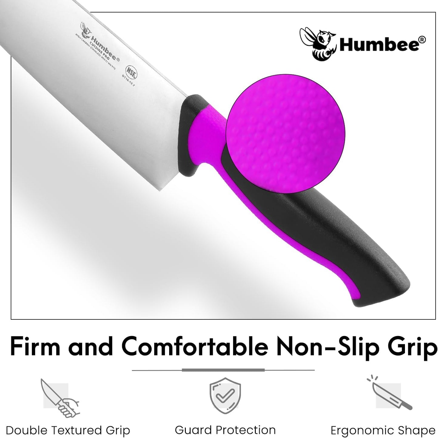 7.5-Inch Nakiri Knife, High Carbon Stainless Steel Hollow Grind Blade, Razor Sharp Edge, Ergonomic Non-Slip Handle, Cleaver Style, DT-50 Series, Orange