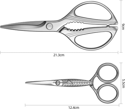 Kitchen Scissors Heavy-Duty Forged in One Piece From 4cr14 Stainless Steel – Ultra-Sharp Multi-Function with Bottle Opener & Nut Cracker, 8.5 Inch