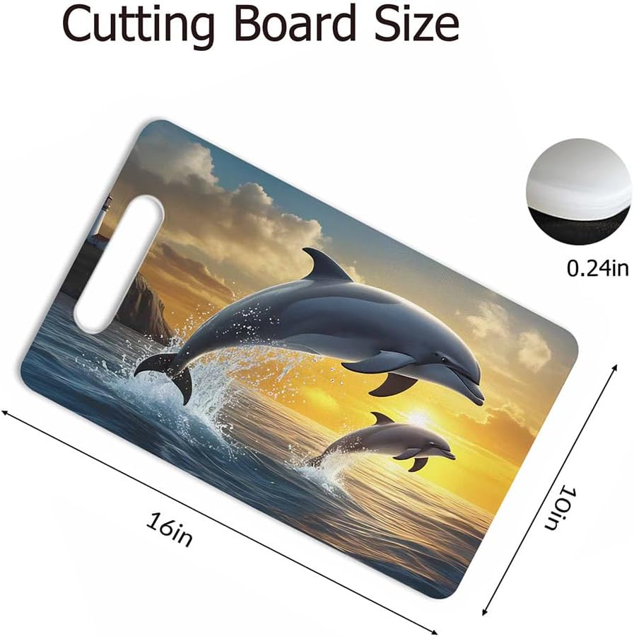 Coffee Set Cutting Board with Handles Coffee Maker Muffin Cup Flower Hot Drink Love Cutting Boards Plastic Safe Chopping Board for Kitchen 16" x 10" x 0.24"