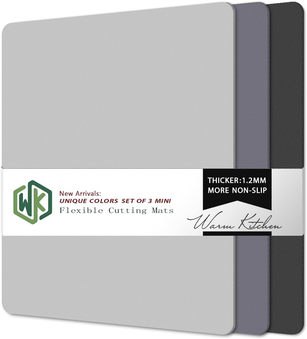 WK Flexible Plastic Cutting Boards Mats for Kitchen, Flexible Non Slip Cutting Mat, Thin Cutting Sheets, BPA Free, Dishwasher Safe, Multi Sizes