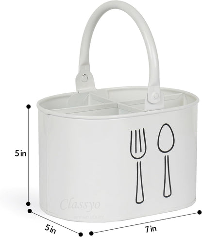 Silverware Holder for Countertop, Spoon Holder & Cutlery Organizer, Utensil Holder for Party, Flatware Caddy, Silverware Holder for Party (Ivory)