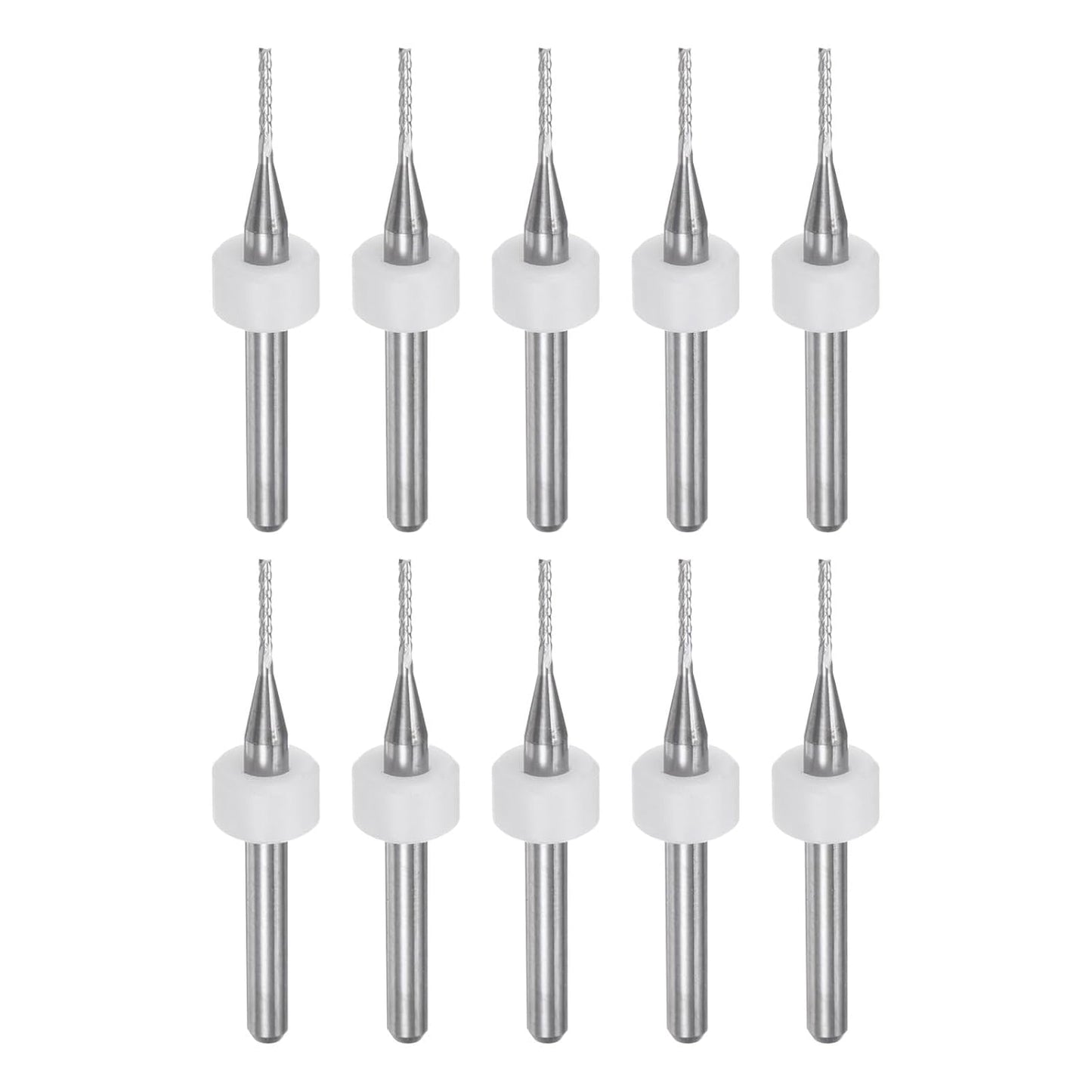 HARFINGTON 10pcs End Mill Bits 0.8mm Solid Carbide CNC Router Bits Engraving Cutter Tools for PCB Circuit Board Milling Machine Wood Carving, 1/8" Straight Shank