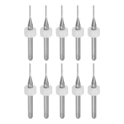 HARFINGTON 10pcs End Mill Bits 0.8mm Solid Carbide CNC Router Bits Engraving Cutter Tools for PCB Circuit Board Milling Machine Wood Carving, 1/8" Straight Shank
