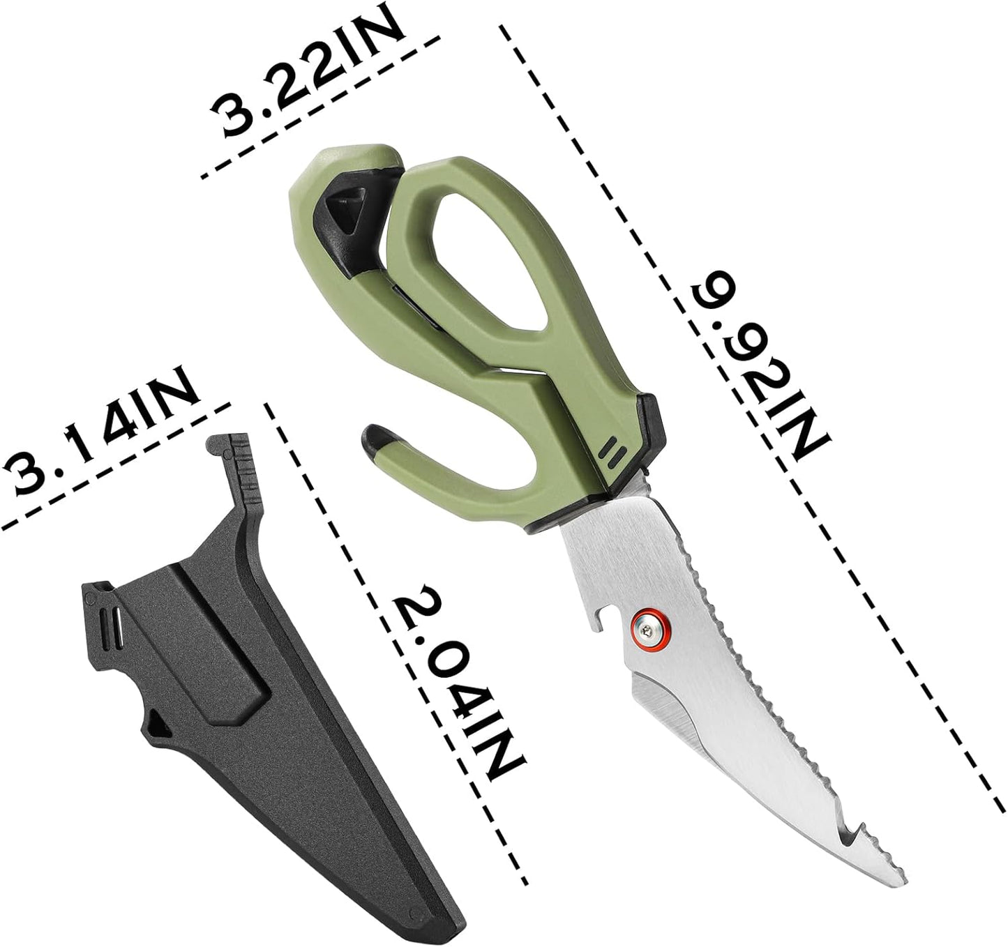10" Stainless Steel Fishing Scissors Fishing Shears with Fin Clipper and Fish Scaler kitchen Scissors All Purpose for Chicken Fish Turkeys Food