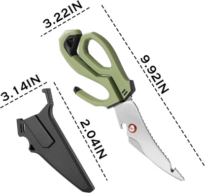 10" Stainless Steel Fishing Scissors Fishing Shears with Fin Clipper and Fish Scaler kitchen Scissors All Purpose for Chicken Fish Turkeys Food