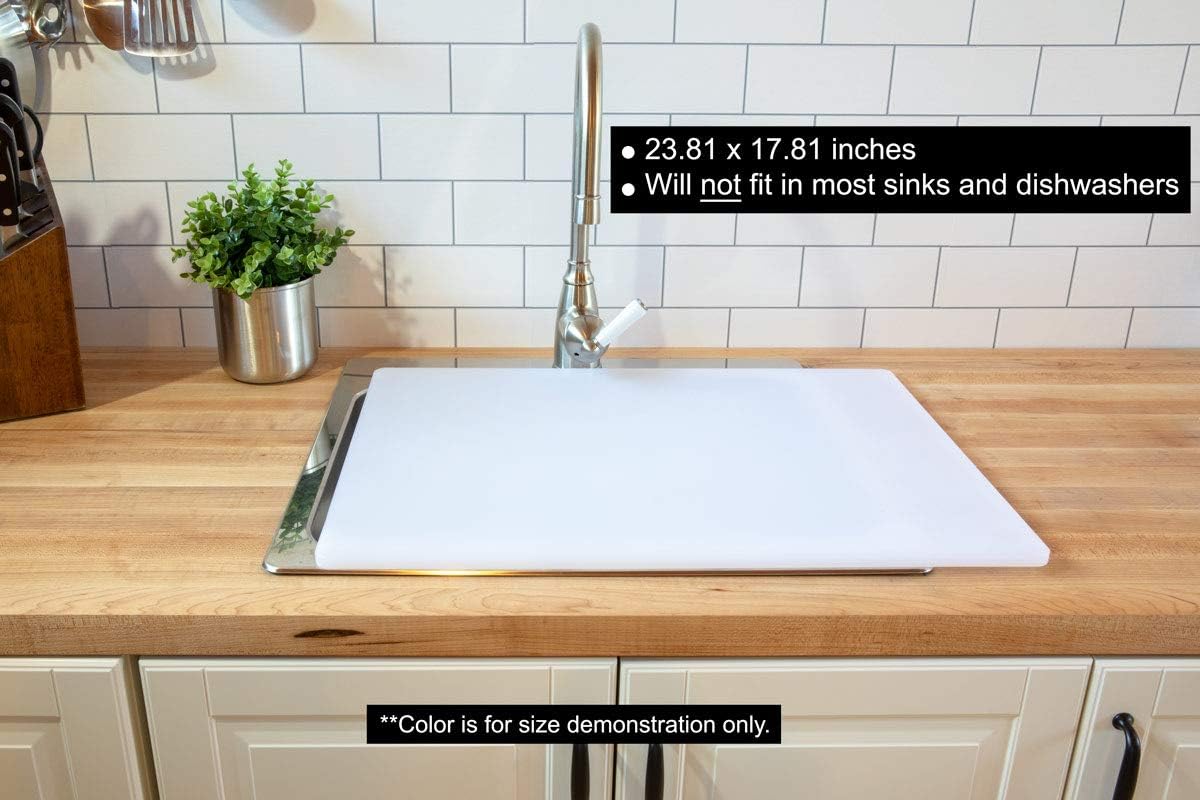 Thirteen Chefs Plastic Cutting Board - 18 x 12 x 0.5 Inch, Professional Grade HDPE, NSF Approved, Large Size and Dishwasher Safe
