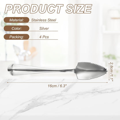 uxcell 4Pcs Grapefruit Spoons, Stainless Steel Fruit Utensils Spoon with Serrated Edge Thick Gauge Handle Grapefruit Knife Tool Mirror Finish for Citrus Melon Dessert, Purple