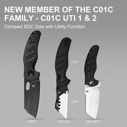 Kizer C01C Uti 2 (Tool-Free Version) Utility Knife, Button Liner Lock Box Cutter Pocket Knife with 5PCS Razor Blades, Thumb Stud Folding Knives with Green G10 Handle for Men Women V3488.29JNM1