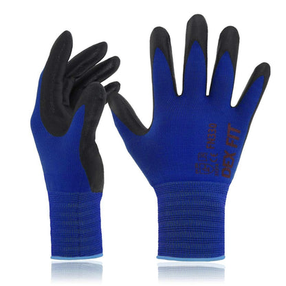 DEX FIT Nitrile Work Gloves FN330, 15-Gauge 3D Snug Stretch Fit, Touchscreen, Power Grip in Wet & Oily Conditions, Mechanic & Warehouse, Men & Women, Black, M, 3 Pairs