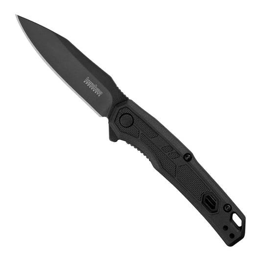 Kershaw Appa Pocket Knife, All-Black, 2.75 Inch Steel Partially Serrated Reverse Tanto Blade, EDC with Assisted Opening, Reversible Pocketclip, Everyday Carry Pocket Knife for Men and Women