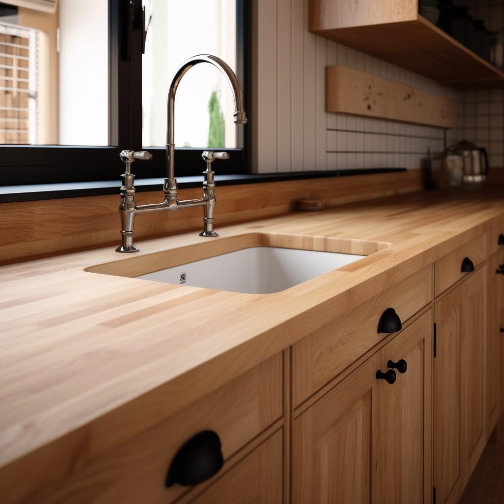CONSDAN Butcher Block Counter Top, USA Grown Oak Solid Hardwood Countertop, Wood Slabs for Kitchen, Reversible, Both Side Polished, Prefinished with Food-safe Oil, 1.5" Thickness, 18" L x 25" W
