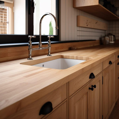 CONSDAN Butcher Block Counter Top, USA Grown Oak Solid Hardwood Countertop, Wood Slabs for Kitchen, Reversible, Both Side Polished, Prefinished with Food-safe Oil, 1.5" Thickness, 18" L x 25" W