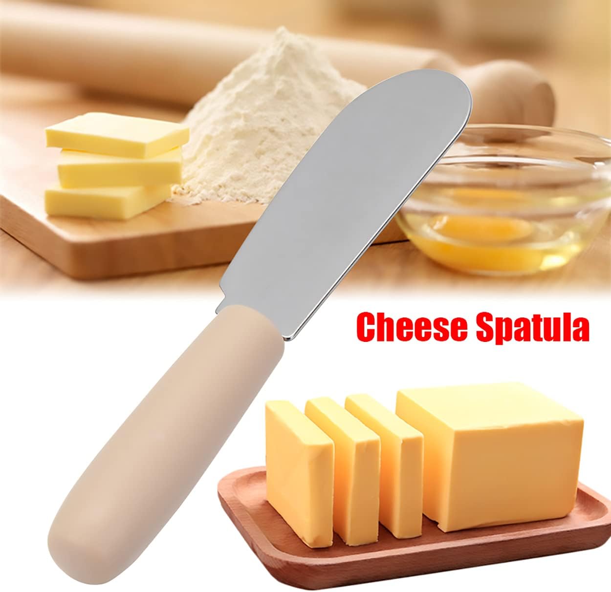 10 Pieces Cheese Spreader Set, Multipurpose Stainless Steel Mini Butter Spreader Knives with Plastic Handle, Bread Sandwich Cream Cheese Condiment Knives, 4 Inches Small Size