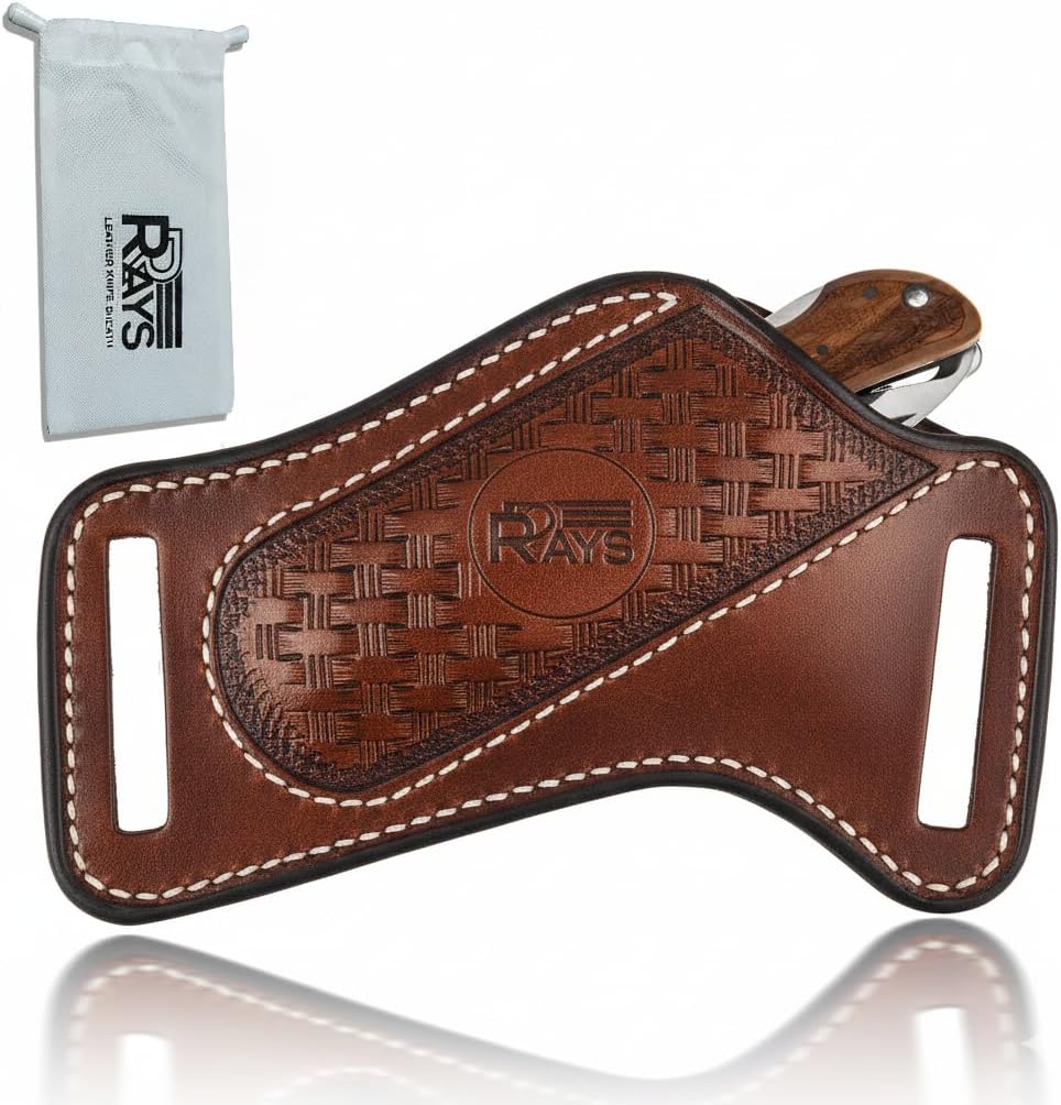 Leather Knife Sheath for Belt Pocket Folding Knife Holder Compact Draw Knifes Carrier EDC Tools Holster