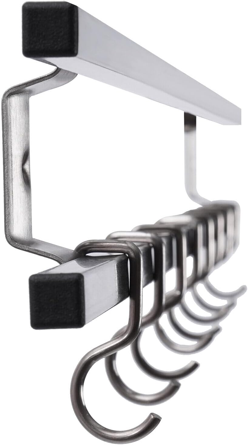 Double-bar Tool Holder, 24Inch Magnetic Knife Holder Magnetic Knife Strip with 8 Hooks Powerful Magnetic