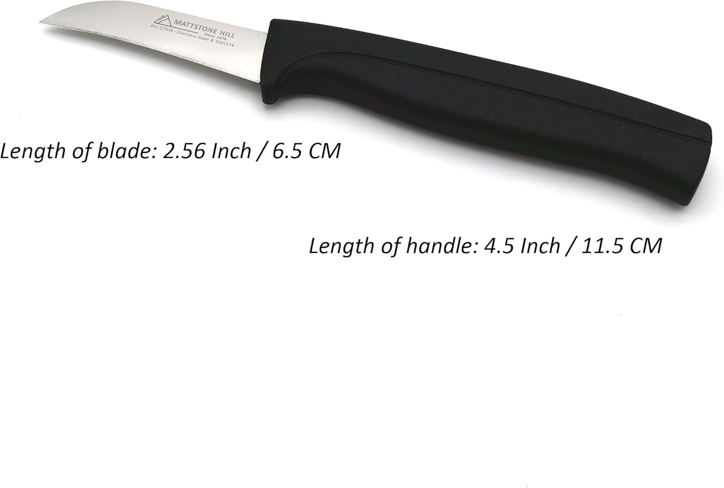 Kitchen Utility Knife - MATTSTONE HILL 4 Inch Paring Knife, Small Fruit & Vegetable Knife, Premium German Stell Blade, Black Handle