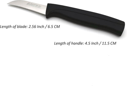 Kitchen Utility Knife - MATTSTONE HILL 4 Inch Paring Knife, Small Fruit & Vegetable Knife, Premium German Stell Blade, Black Handle