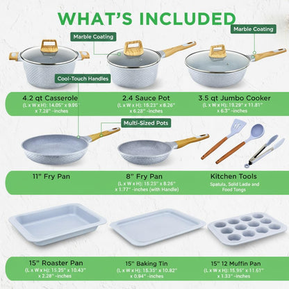 NutriChef 54-Piece Kitchen Cookware Set – Complete Non-Stick Ceramic Pots and Pans Set with Utensils, Bakeware, and Knife Set, Gas, Electric & Induction Compatible, Blush Pink Kitchen Essentials