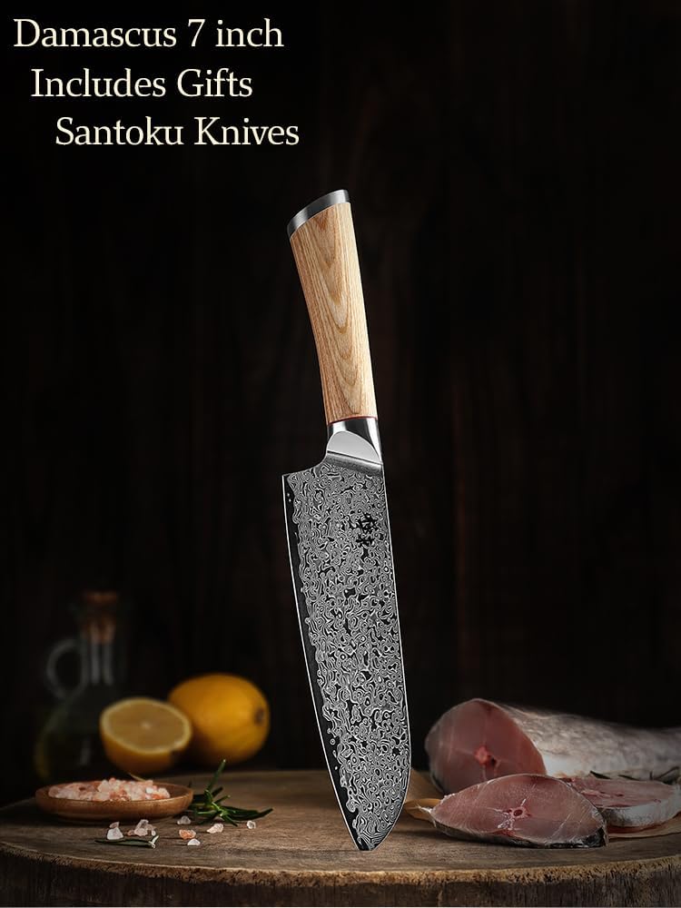 DONGSUN 8 Inch Damascus Chef Knife with North American Black Walnut Sheath, 67-Layer VG10 Forged Steel Japanese Gyuto, Professional Durable Sharpness