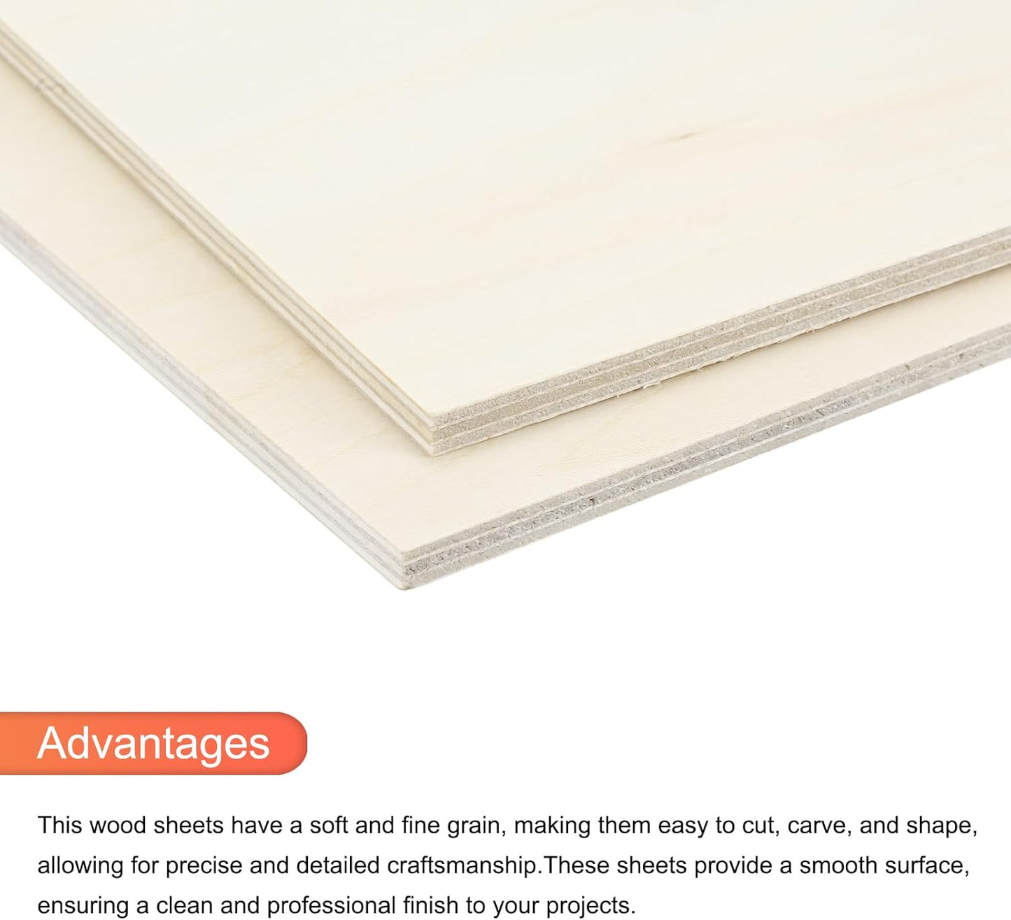 MECCANIXITY 3pcs Basswood Sheets 12 x 8 x 3/8 Inch Unfinished Wood Boards Plywood for DIY Crafts Laser Cutting with Smooth Surfaces
