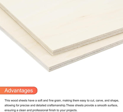 MECCANIXITY 3pcs Basswood Sheets 12 x 8 x 3/8 Inch Unfinished Wood Boards Plywood for DIY Crafts Laser Cutting with Smooth Surfaces