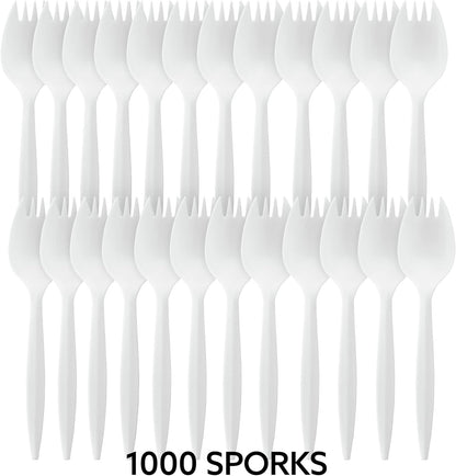PLASTICPRO Cutlery Plastic Knives Medium Weight Disposable Silverware White (1000 Count)