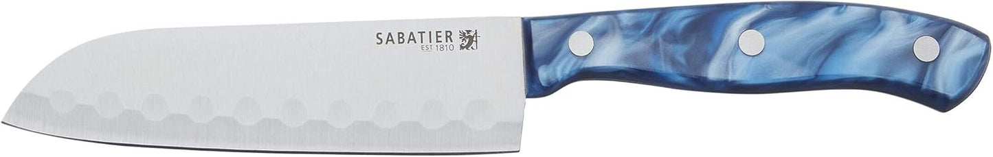 Sabatier Triple Riveted Serrated Utility Knife, 5-Inch, Razor-Sharp Kitchen Knife to Cut Fruit, Vegetables and more, High-Carbon Stainless Steel, Gray