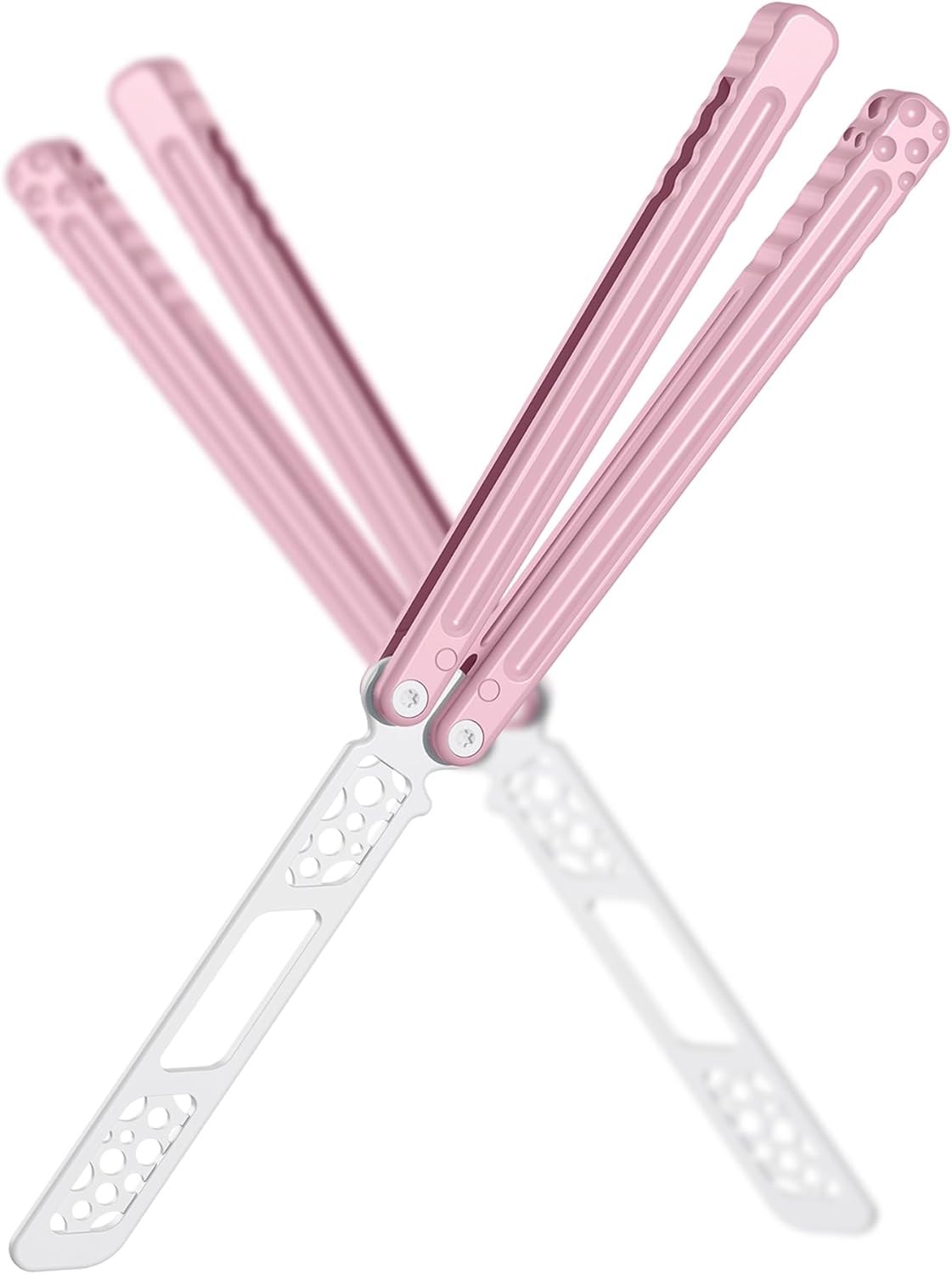 Nabalis Cheese Butterfly Knife Balisong Trainer, 6061 Aluminum, 420C Blade Material, Teflon-Coated, Public-Friendly Metal Trainer