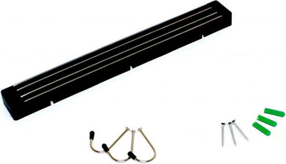 TrueCraftware 24" Black Magnetic Knife Holder with Dual Magnetic Strips & Optional Hanging Hooks - Strong Powerful Knife Rack Storage Display Organizer