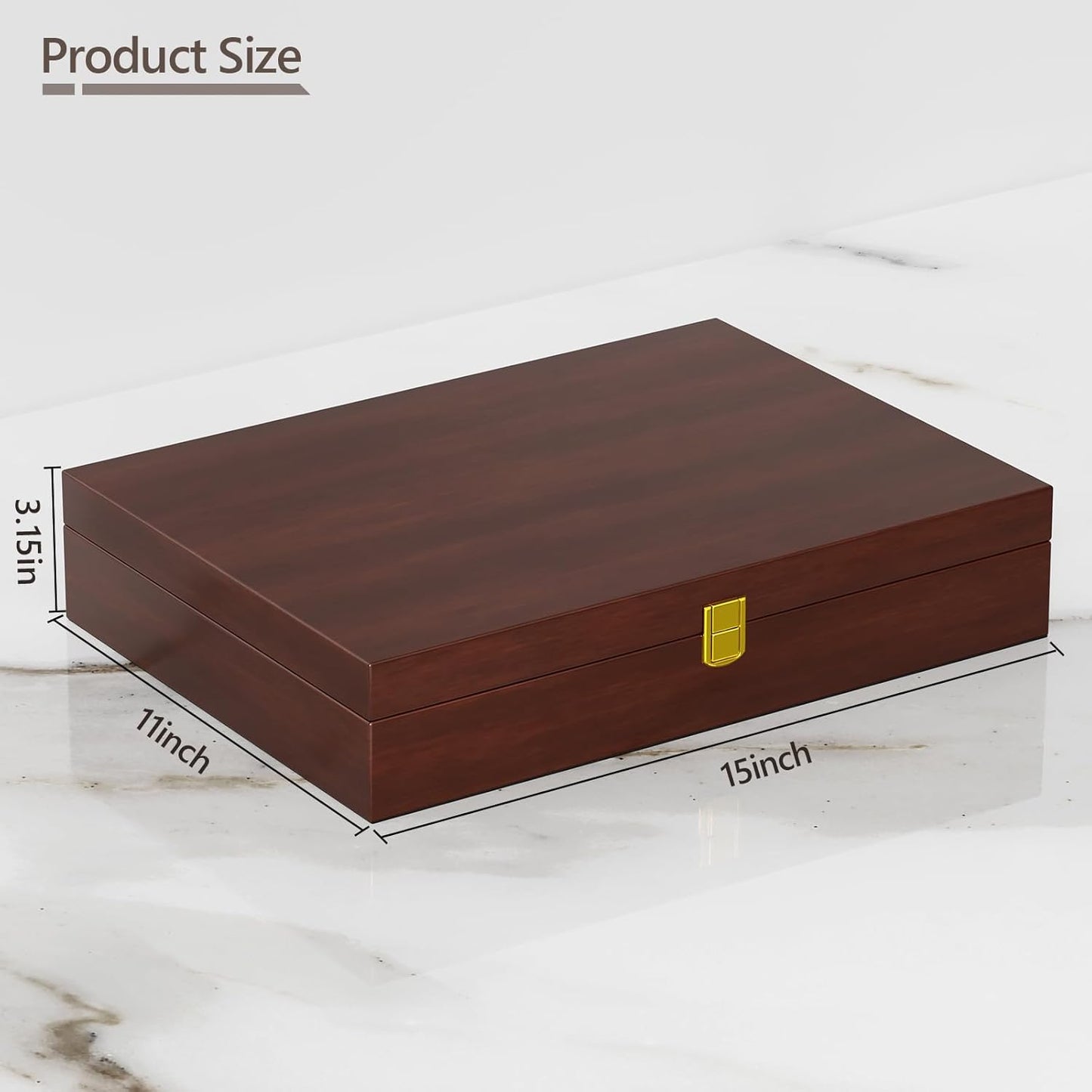 Solid Walnut Silverware Storage Box, 2-Layer Silverware Chest with Drawer, Flatware Case with Lid and Felt Lined, Wood Flatware Storage Box Holds 12-16 Sets of Utensils, Wedding Housewarming Gifts