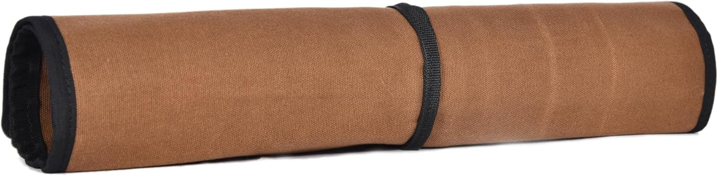 Aaron Leather Goods Professional Knife Roll Bag, 6-Slot Chef Knife Case, Brown Genuine Leather (Seaweed)