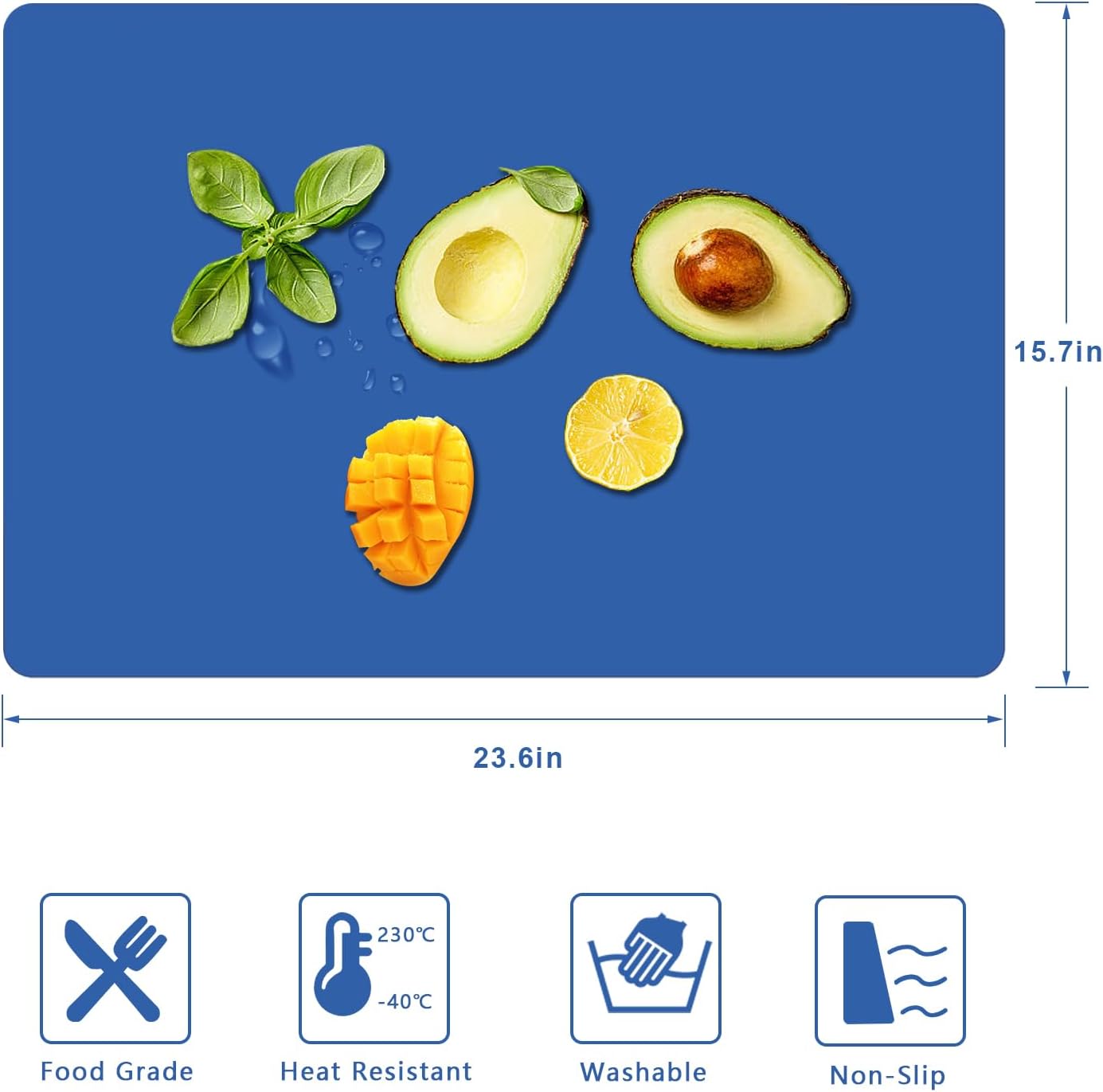 Silicone Placemats, Food-Grade Non-Slip Waterproof, Dining, Countertop Protector, Kitchen Counter Mat, Heat Resistant, Baking mat Dishwasher Safe