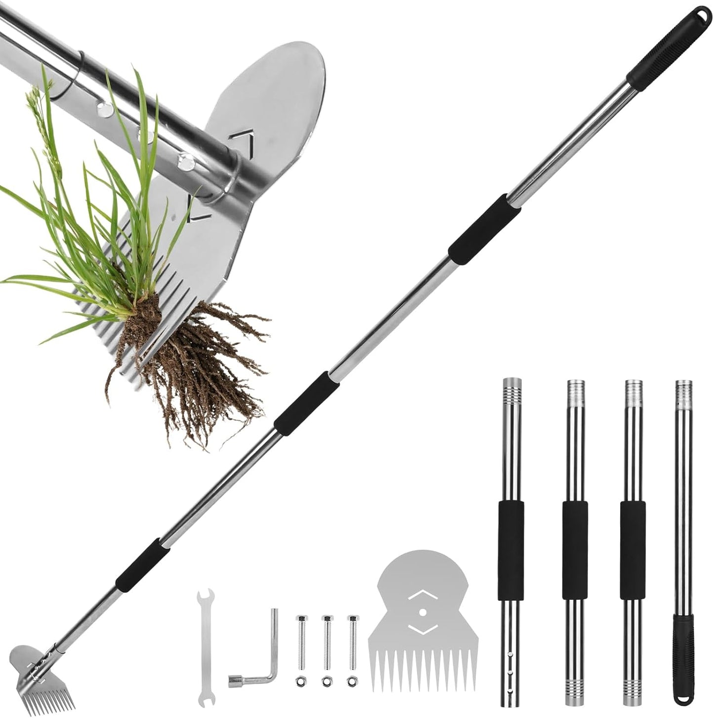 Garden Tools,Weeder Tool,Portable Weeding Tool,Garden weed pulling tool,Adopt Anti Slip Handle,Conforms to Ergonomic Curves,Weed puller tool Suitable for Farm Planting,Gardening(Black Orange Handle)